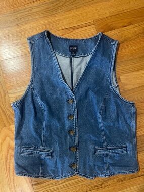 J. Crew Blue Denim Button-Front Vest size 10